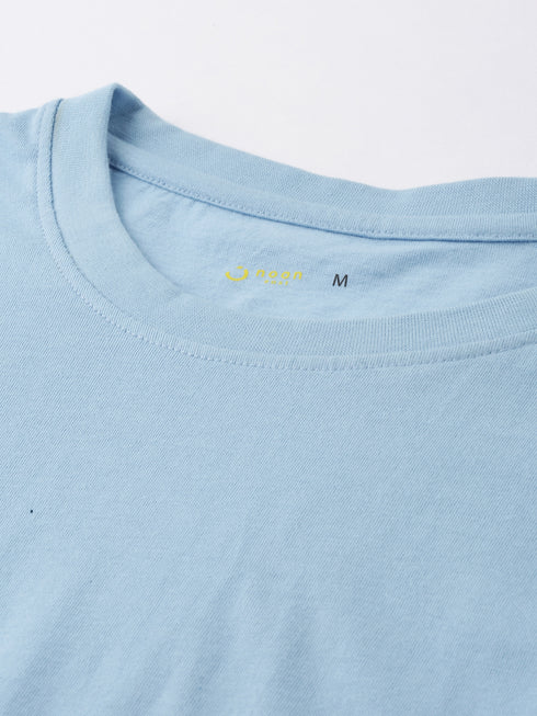Sky Blue solid Crew Neck T-shirt